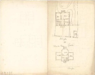 Thiersch, August ; Gebäude, Nebengebäude, Innenausstattung - unbestimmbare Einzelblätter - Außenbau (Grundrisse)