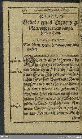 LXXX. Gebet eines Dieners zu Gott, umb ein trew und gehorsam Hertz
