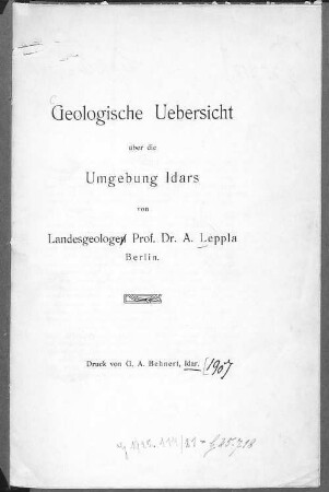 Geologische Übersicht über die Umgebung Idars
