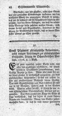 Philosophische Aphorismen, nebst einigen Anleitungen zur philosophischen Geschichte.