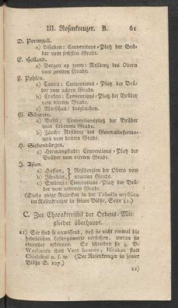 C. Zur Charakteristik der Ordens-Mitglieder überhaupt.
