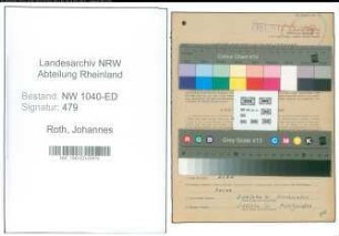 Entnazifizierung Johannes Roth , geb. 08.04.1897 (Rektor)