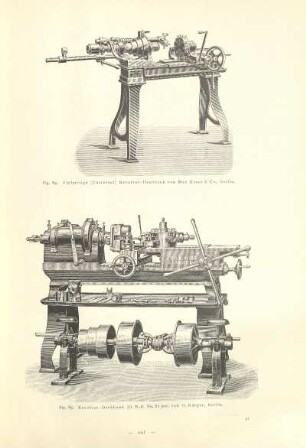 Vielseitige (Universal) Revolver-Drehbank von Max Hasse & Co., Berlin ; Revolver-Drehbank (D. R.-P. No. 82 302) von G. Kärger, Berlin