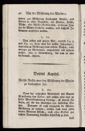 Drittes Kapitel. Welche Rechte man bey Wässerung der Wiesen zu beobachten hat.