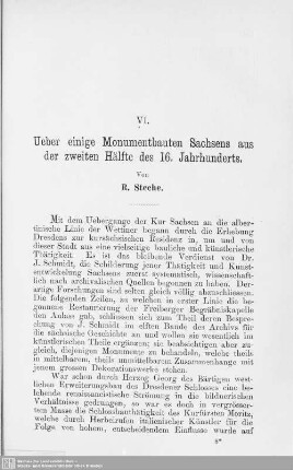 VI. [i.e. IV.] Ueber einige Monumentbauten Sachsens aus der zweiten Hälfte des 16. Jahrhunderts
