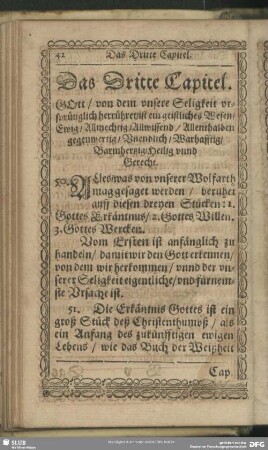 Das Dritte Capitel. Von Gottes Wesen