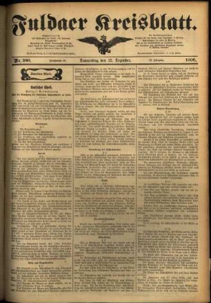 Zweite Ausgabe vom Donnerstag, den 13. Dezember 1906.