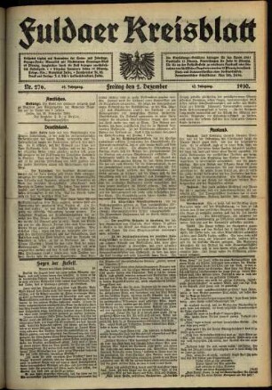 Ausgabe vom Freitag, den 02. Dezember 1910.