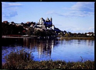 Breisach: Rhein mit Münster, vom elsässischen Ufer