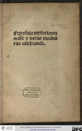 Expositio mysteriorum missae