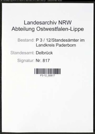 Heiratsregister Standesamt Delbrück