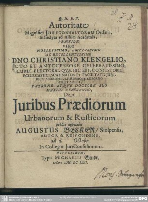 De iuribus praediorum urbanorum & rusticorum