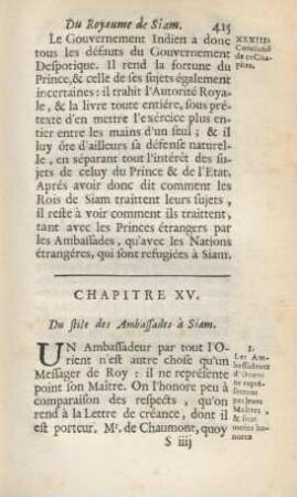 Chapitre XV. Du stile des ambassades á Siam