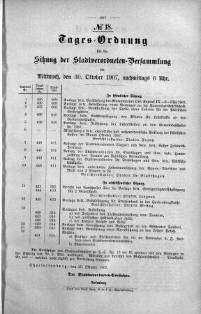 Tages-Ordnung No. 18. (435-453), 30. Oktober 1907