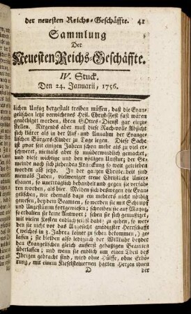 IV. Stuck, Den 24. Januarii, 1756.