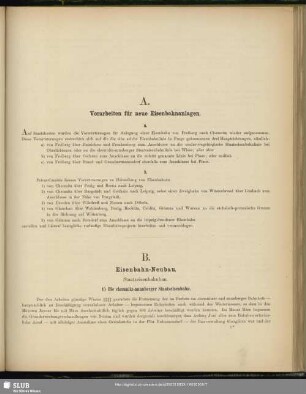 A. Vorarbeiten für neue Eisenbahnanlagen