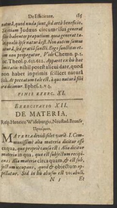 Exercitatio XII. De Materia.