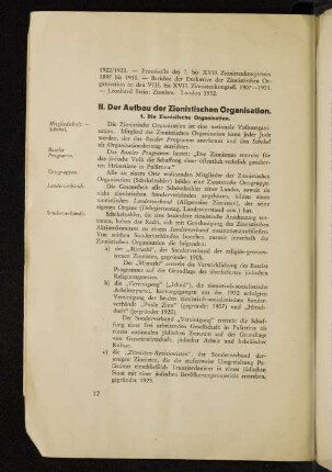 II. Der Aufbau der Zionistischen Organisation.