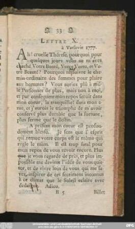 Lettre X. à Varsovie 1777.