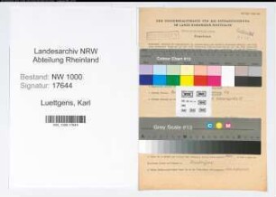 Entnazifizierung Karl Luettgens, geb. 14.01.1909 (Finanzinspektor)