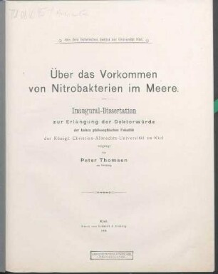 Über das Vorkommen von Nitrobakterien im Meere