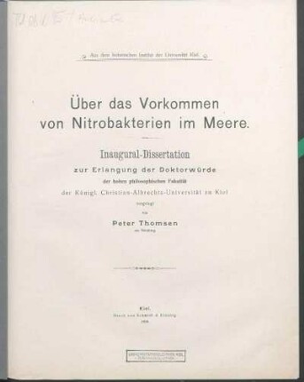 Über das Vorkommen von Nitrobakterien im Meere