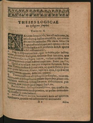 Theses Logicae De Syllogismo simplici.