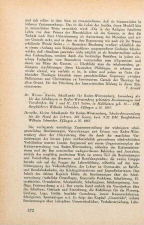 372-373 [Rezension] Schulkunde für Baden-Württemberg