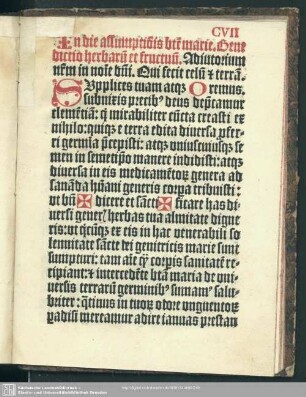 Benedictio herbaru[m] in die assumptio[n]is b. v[irgi]nis