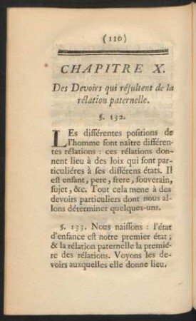 Chapitre X. Des Devoirs qui résultent de la rélation paternelle.