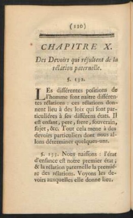 Chapitre X. Des Devoirs qui résultent de la rélation paternelle.