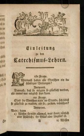 1-11, Einleitung zu den Catechismus-Lehren
