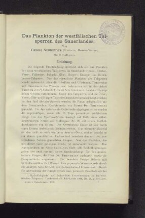 Das Plankton der westfälischen Talsperre des Sauerlandes.