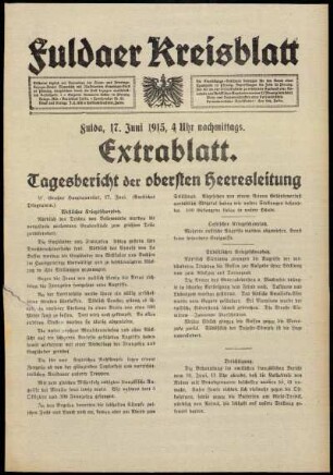 Ausgabe vom Donnerstag, den 17. Juni 1915.
