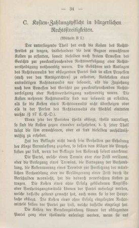 C. Kosten-Zahlungspflicht in bürgerlichen Rechtsstreitigkeiten.