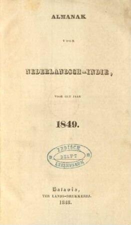 1849: Almanak en naamregister van Nederlandsch-Indie