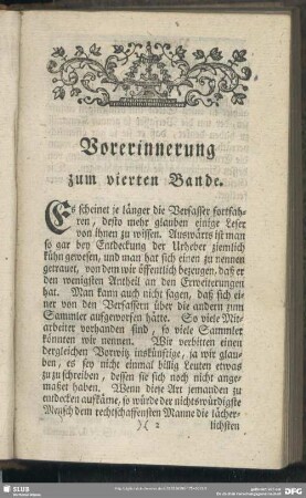 Vorerinnerung zum vierten Bande