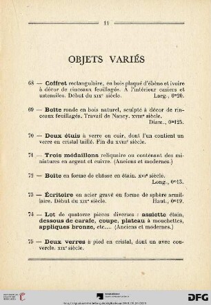 Objets variés (Nr. 68-79)