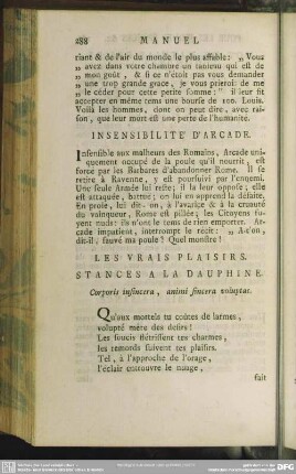 Les Vrais Plaisirs. Stances A La Dauphine