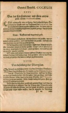 XXVII. Von bestellunge der Pfarrgüter.