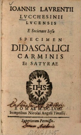 Specimen didascalici carminis et satyrae