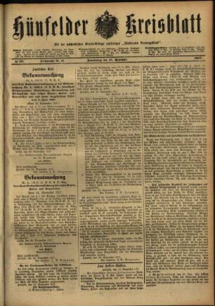 Ausgabe vom Donnerstag, den 29. November 1917.