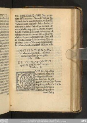 Institutionum, seu elementorum D. Iustiniani sacratissimi principis, Liber IIII.