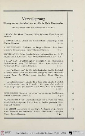Versteigerung: Dienstag, den 19. November 1929 (Nr. 1-195)