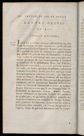 300-310, Lettre CXXVII. du Roi.-Lettre CXXXI. de M. de Voltaire.