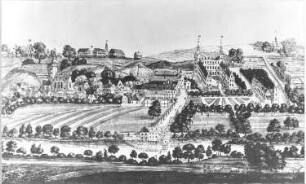 Bad Muskau. Stadtansicht 1742, aus: Hermann Graf von Arnim und Willi A. Boelke: Muskau, Standesherrschaft zwischen Spree und Neiße, 3. Aufl. 1979