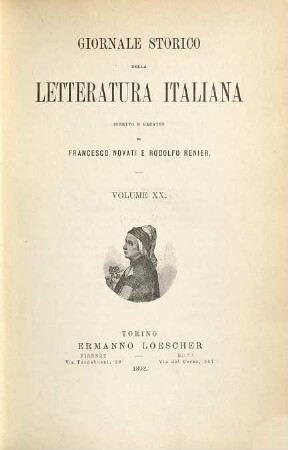 Giornale storico della letteratura italiana. 20 = A. 10. 1892