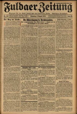 Ausgabe vom Dienstag, den 08. August 1933.
