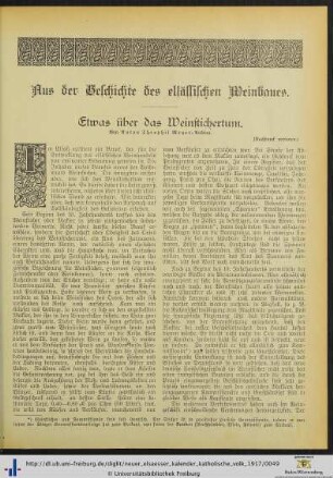 Aus der Geschichte des elsässischen Weinbaues.