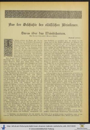 Aus der Geschichte des elsässischen Weinbaues.